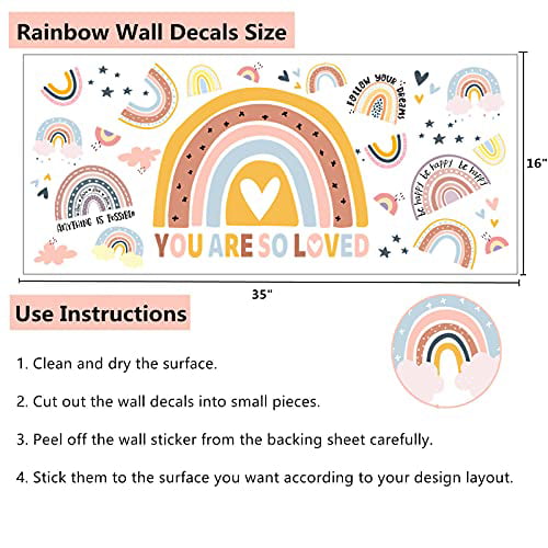 Cartoon Rainbow Raindrops Wall Sticker Baby Nursery Bedroom Living Room Decor